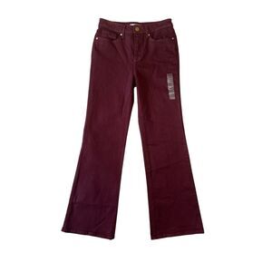 586 Lauren Conrad Burgundy Flare Jeans Size 6 High Rise Bootcut Y2K